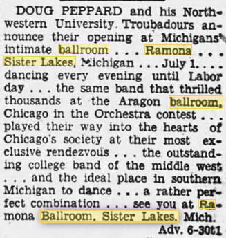 Ramona Ballroom/Dance Pavilion at Sister Lakes - July 1 1931 Article